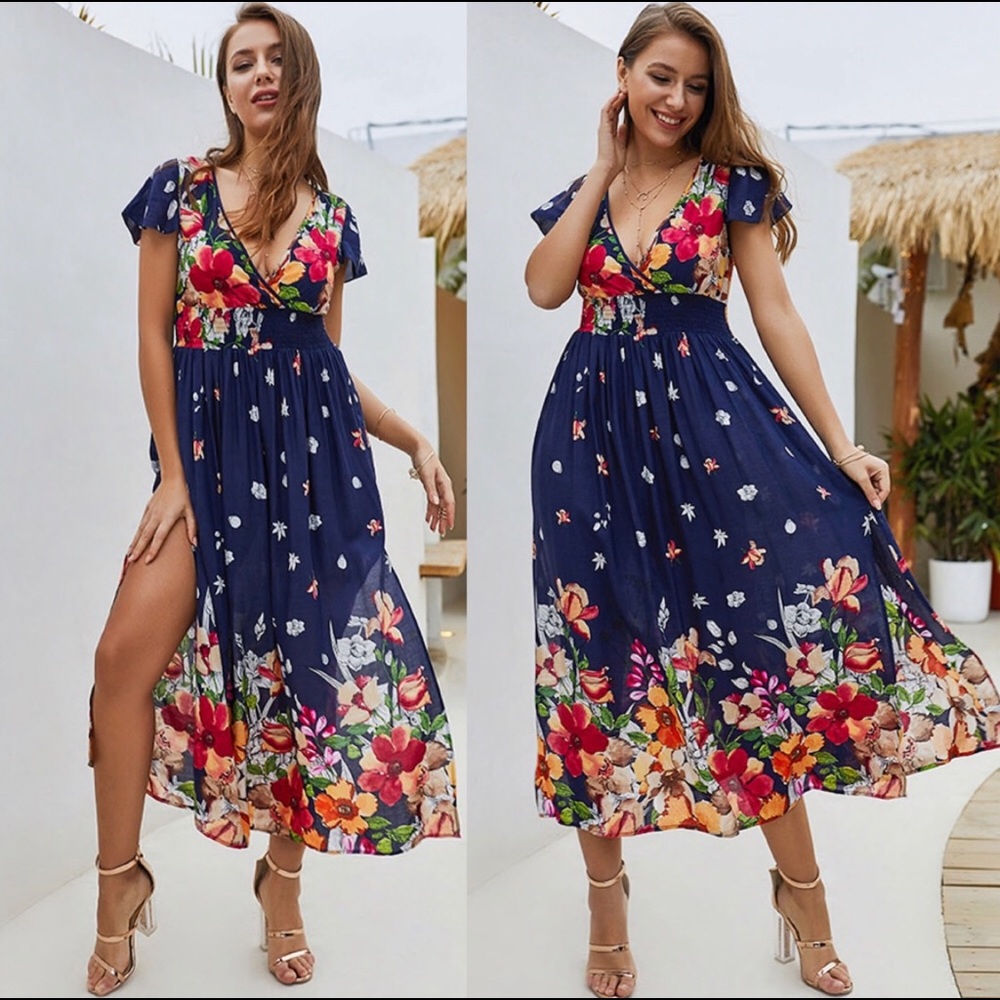 Last One 💖 Floral Side Slit Dress🌺